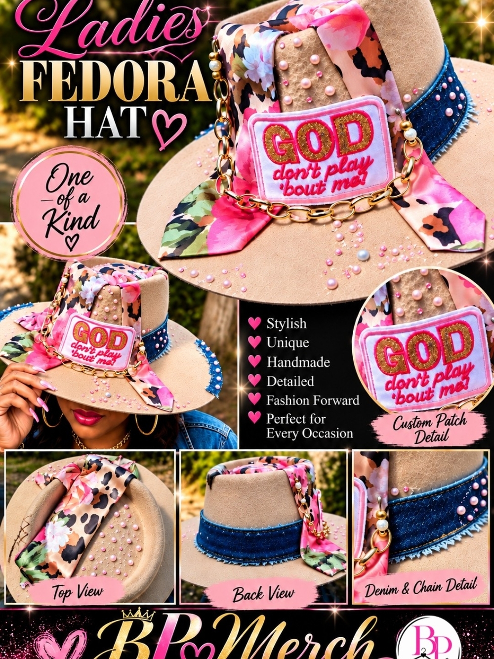 🎀 Custom Handmade Ladies Fedora Hat 🎀